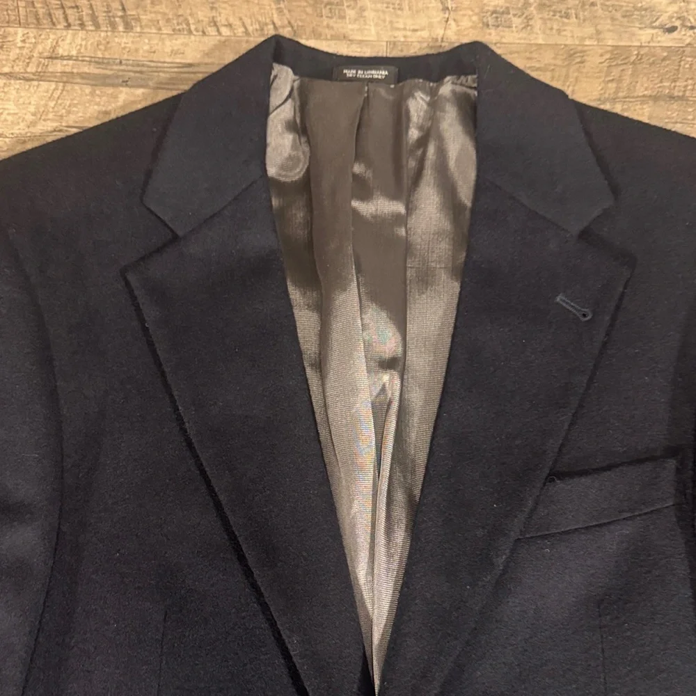 Oscar de la Renta Black Wool Cashmere Blend Blazer Sport Coat 40L